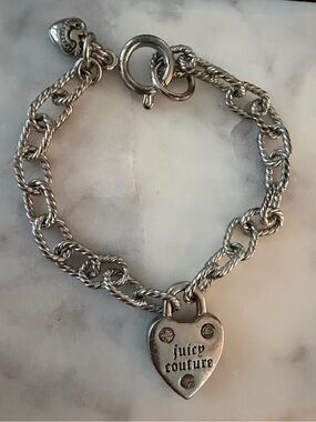 Juicy Couture Silver-Tone Heart Padlock Bracelet